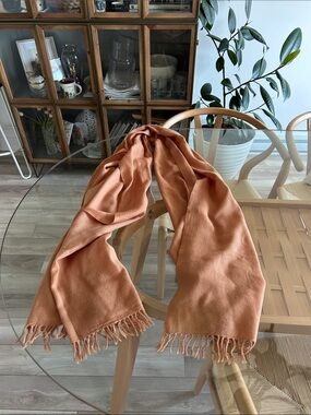 Tie Rack 100% Wool long Soft Fringe Scarf in Rust Brown Orange
